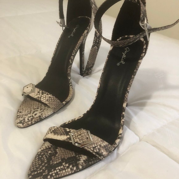 Snake Print Strap Heels - Picture 3 of 4